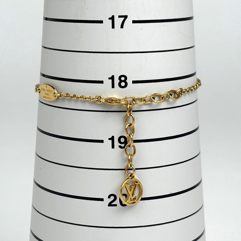 Louis Vuitton Essential Bracelet Logo Bangle Chain Gold Plated