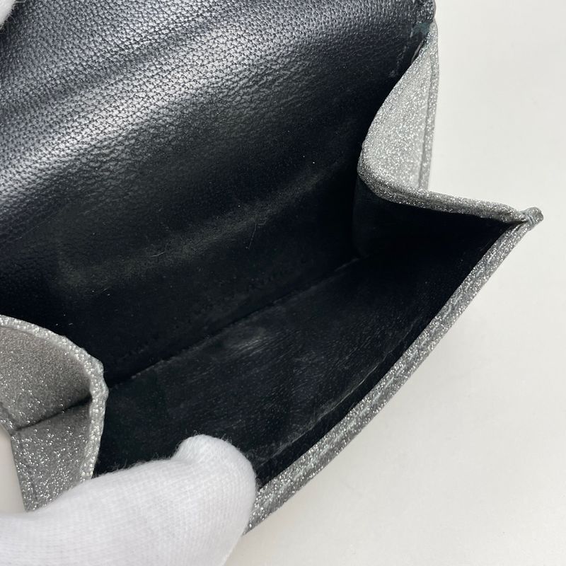 Balenciaga Everyday Trifold Wallet Logo Leather Silver