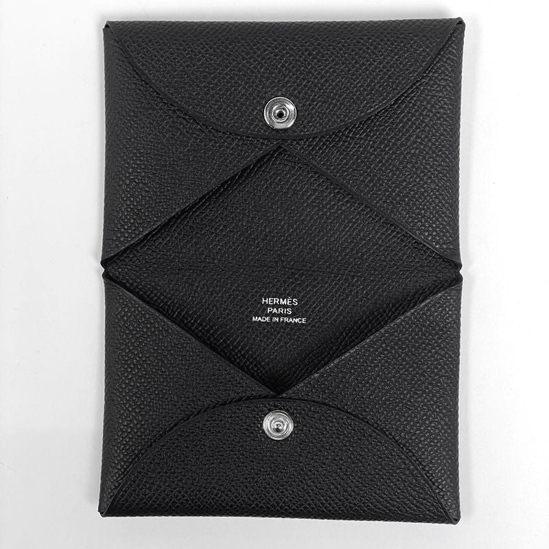 Hermes Calvi Card Holder Business Card Holder Card Case Veau Epsom Black
