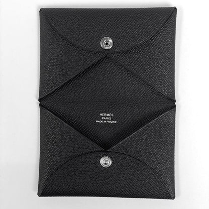 Hermes Calvi Card Holder Business Card Holder Card Case Veau Epsom Black