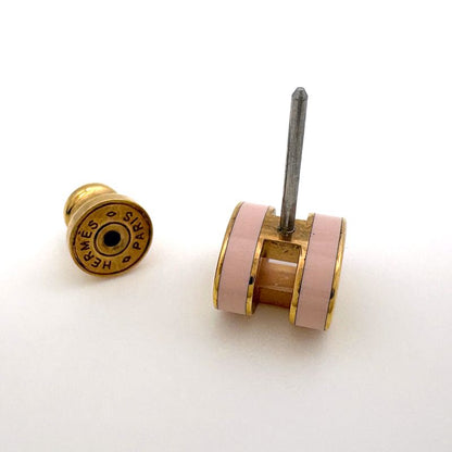 Hermes Pop Earrings Logo Pink Gold
