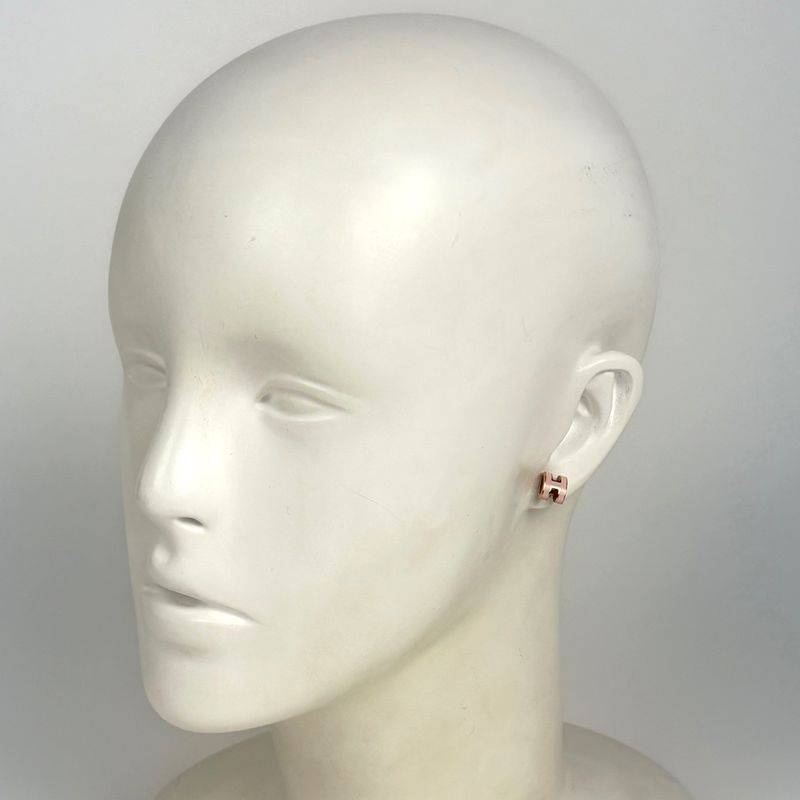 Hermes Pop Earrings Logo Pink Gold