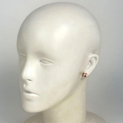 Hermes Pop Earrings Logo Pink Gold