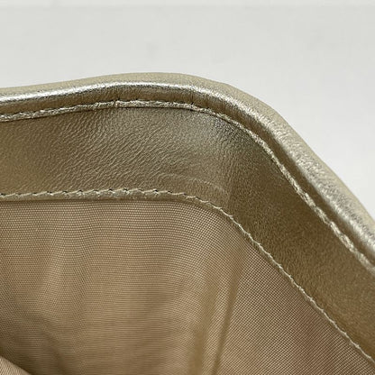 Prada Logo Trifold Wallet Gathered Leather Gold