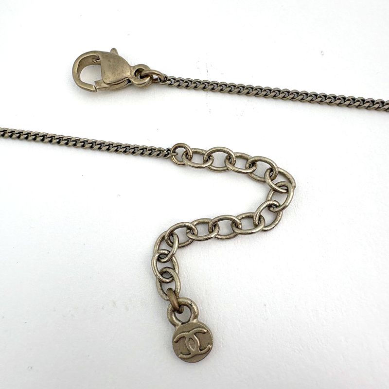 Chanel CC Logo Necklace Gold Plated Pink