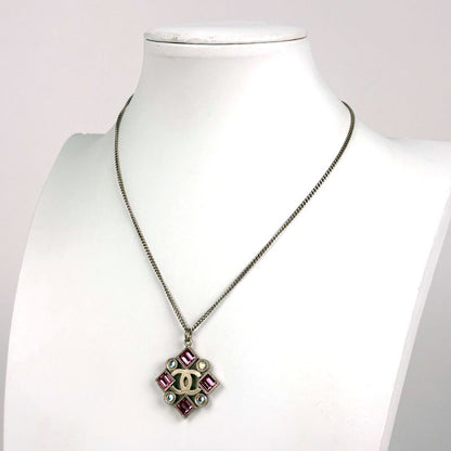 Chanel CC Logo Necklace Gold Plated Pink