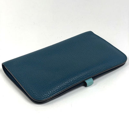 Hermes Dogon GM Bifold Bicolor Duo Wallet Togo Blue Jean