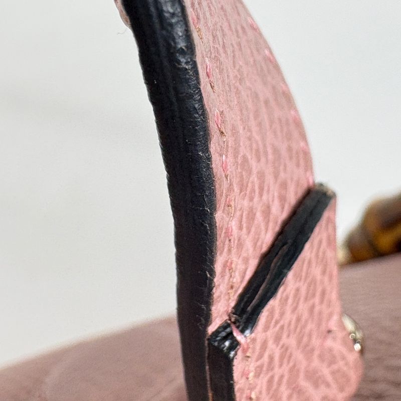 Gucci Bamboo Tassel Tote 2-Way Shoulder Bag Leather Pink