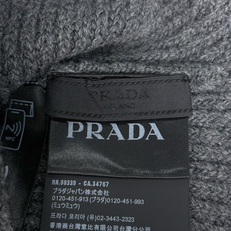 Prada Knit Cap Hat Wool Cashmere Gray