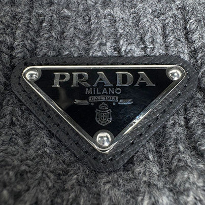 Prada Knit Cap Hat Wool Cashmere Gray
