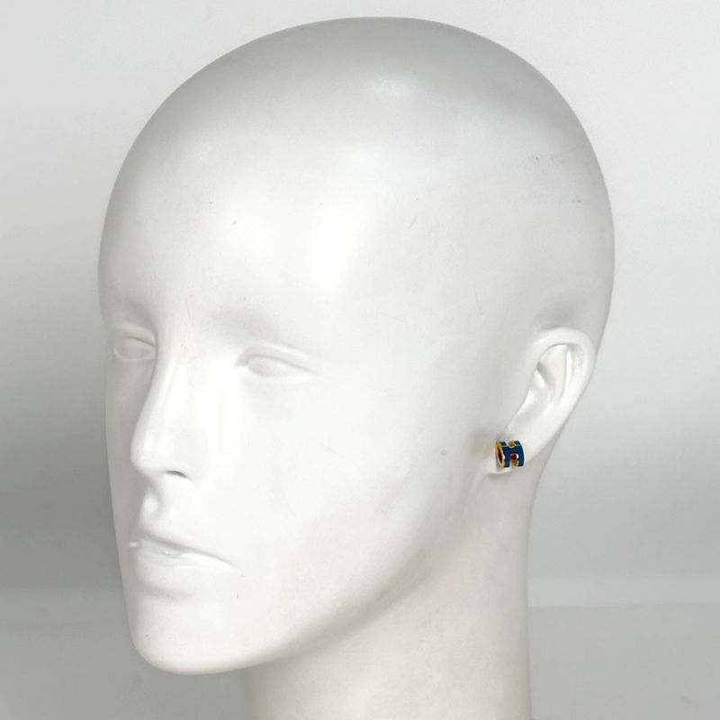 Hermes Pop Earrings Logo Blue Gold