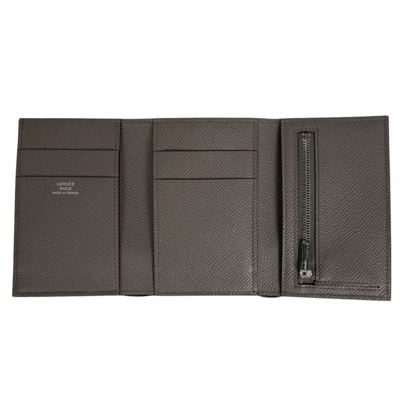 Hermes Bearn Combination Logo Bill Purse Coin Purse Trifold Wallet Veau Epsom