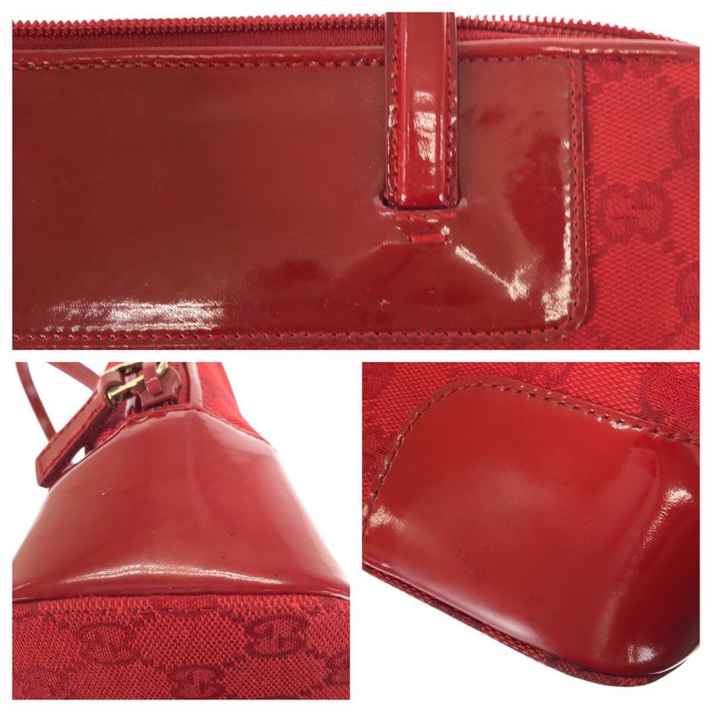 Gucci Red Gold GG Canvas Enamel 002 Tote Shoulder Bag