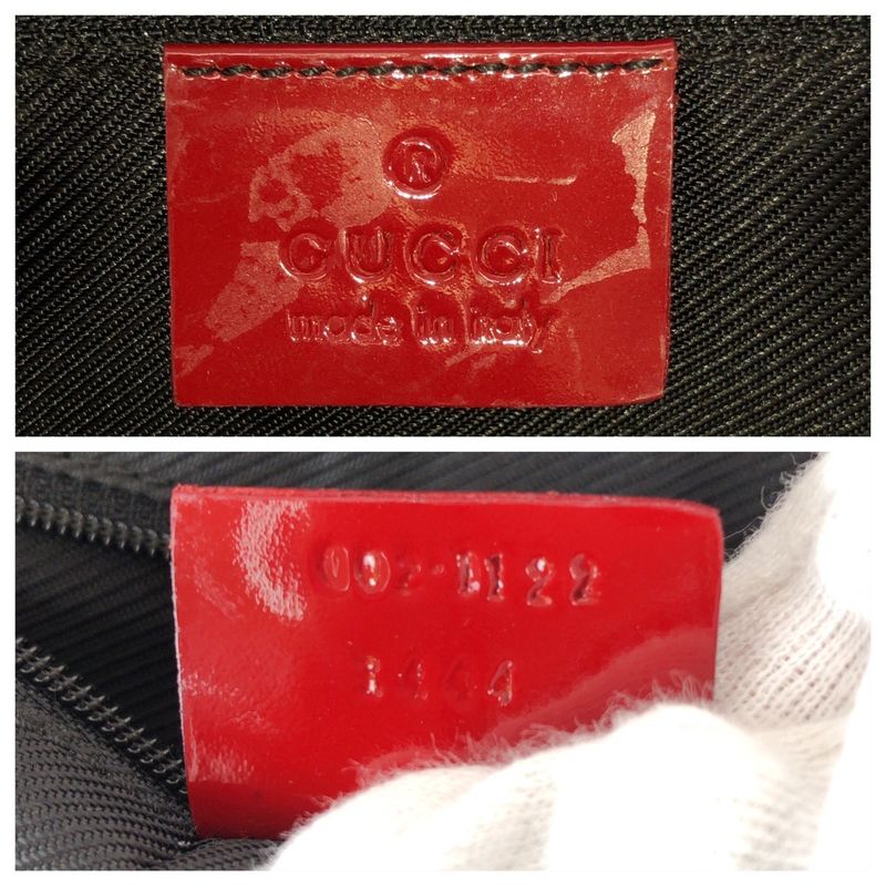 Gucci Red Gold GG Canvas Enamel 002 Tote Shoulder Bag