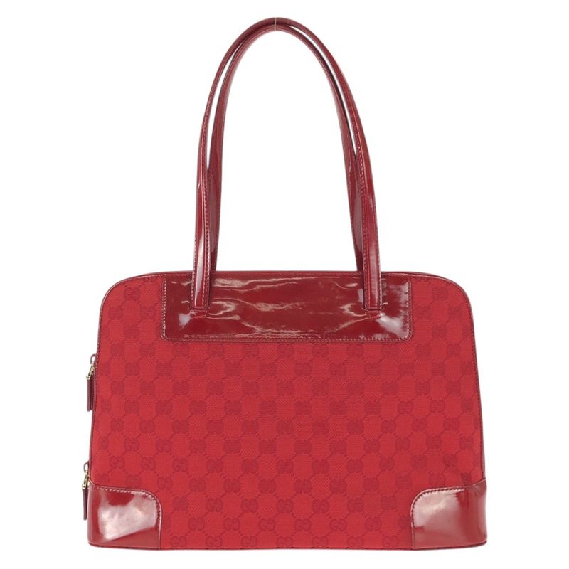 Gucci Red Gold GG Canvas Enamel 002 Tote Shoulder Bag