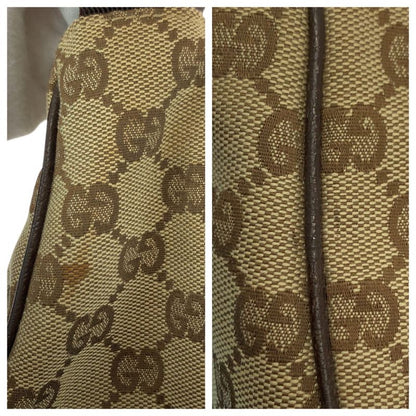 Gucci Beige Brown Silver GG Canvas Handbag Pouch