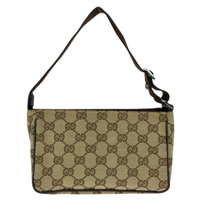 Gucci Beige Brown Silver GG Canvas Handbag Pouch