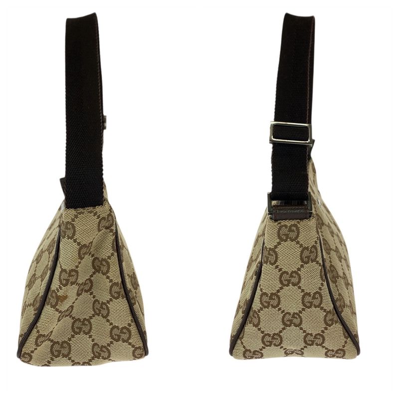 Gucci Beige Brown Silver GG Canvas Handbag Pouch