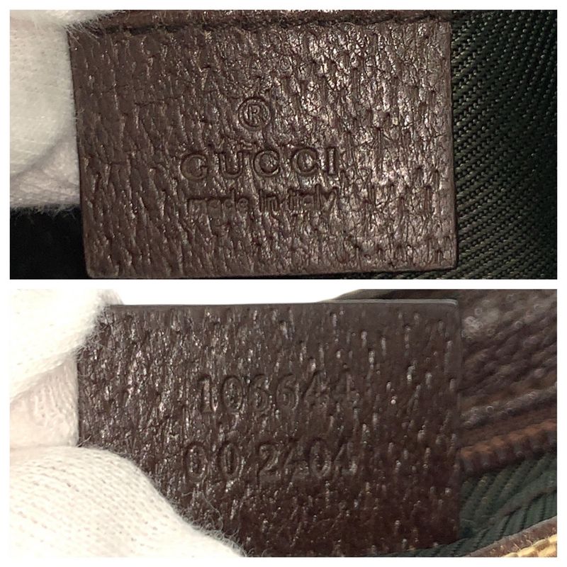 Gucci Beige Brown Silver GG Canvas Handbag Pouch