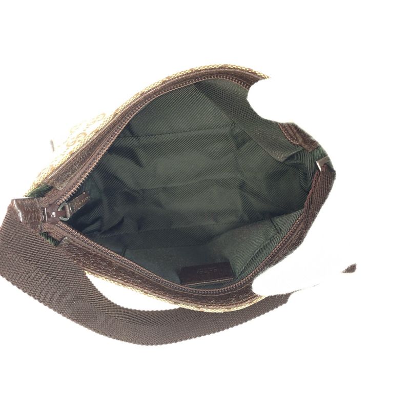 Gucci Beige Brown Silver GG Canvas Handbag Pouch