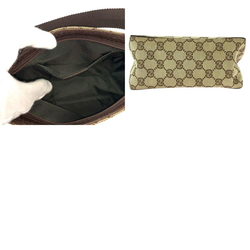Gucci Beige Brown Silver GG Canvas Handbag Pouch