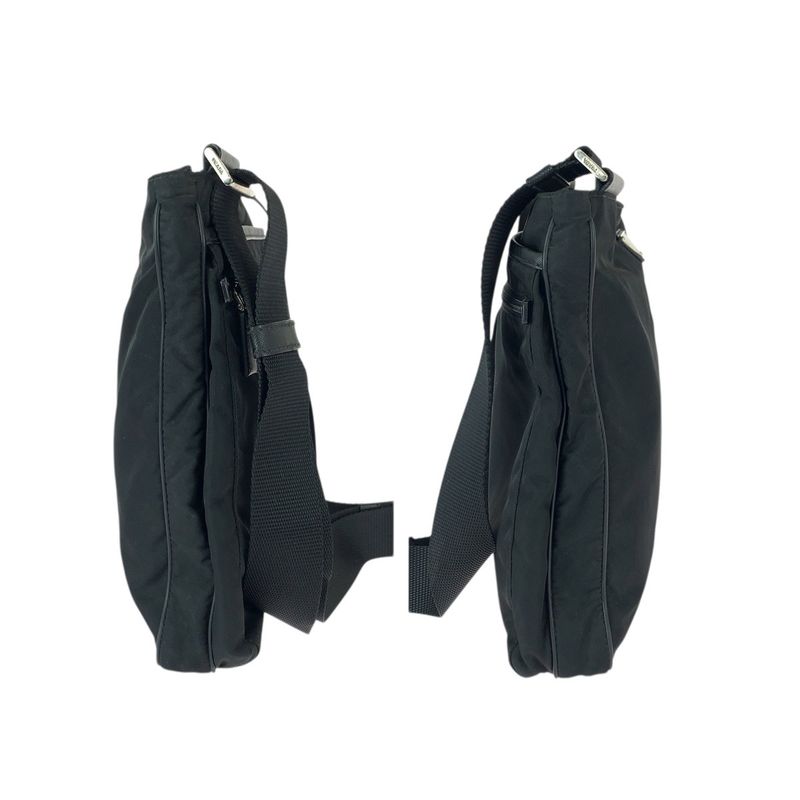 Prada Tessuto Black Silver Nylon Shoulder Bag