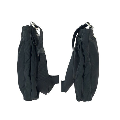 Prada Tessuto Black Silver Nylon Shoulder Bag