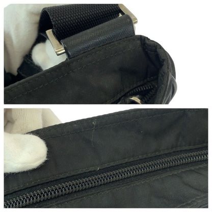 Prada Tessuto Black Silver Nylon Shoulder Bag