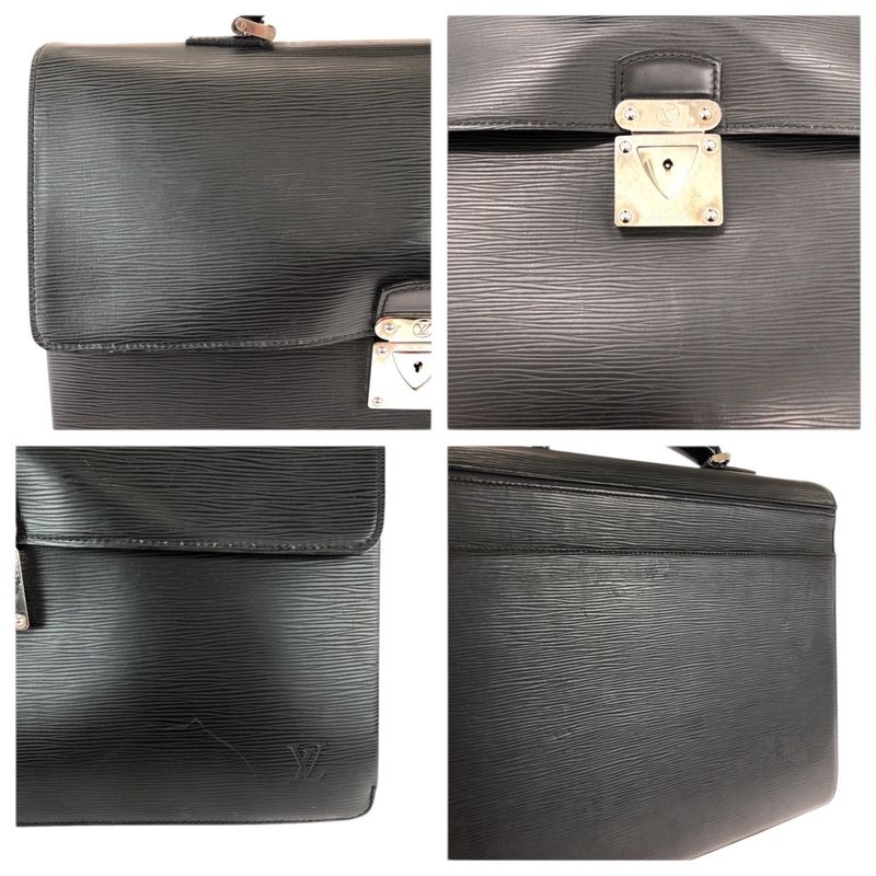 Louis Vuitton Epi Black Silver Epi Leather Business Bag