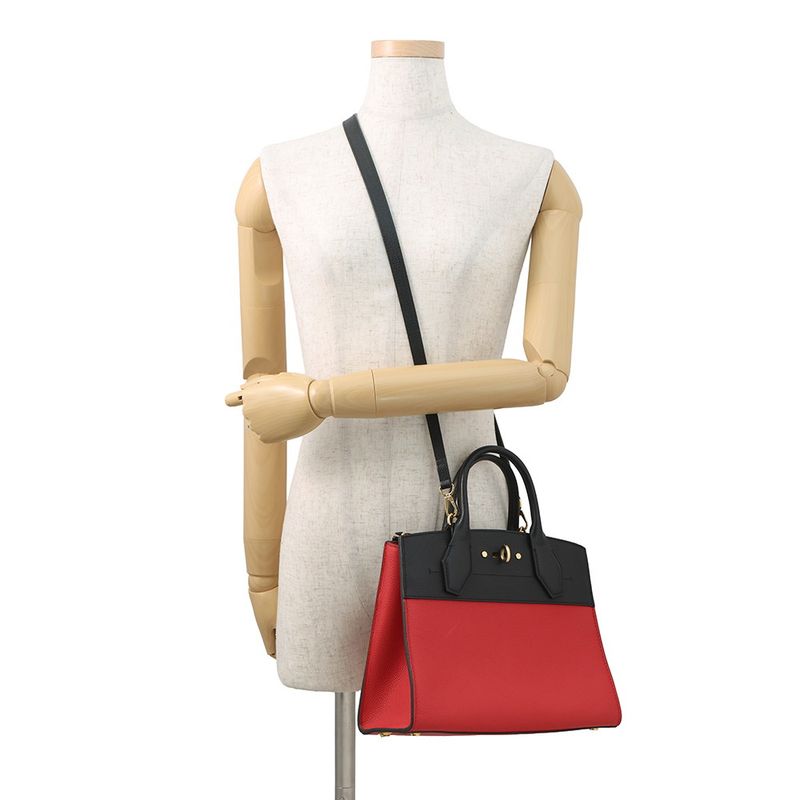 Louis Vuitton Handbag Leather City Steamer PM Bag 2-Way Noir Black Rouge