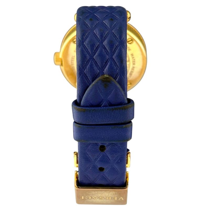 Versace Micro Vanitas Watch SS Leather Quartz Blue