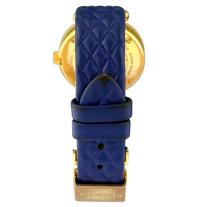 Versace Micro Vanitas Watch SS Leather Quartz Blue