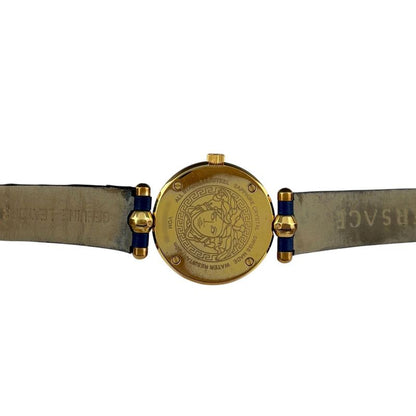Versace Micro Vanitas Watch SS Leather Quartz Blue
