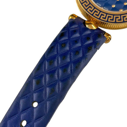 Versace Micro Vanitas Watch SS Leather Quartz Blue