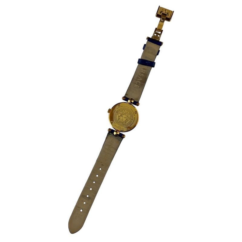 Versace Micro Vanitas Watch SS Leather Quartz Blue
