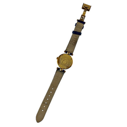 Versace Micro Vanitas Watch SS Leather Quartz Blue