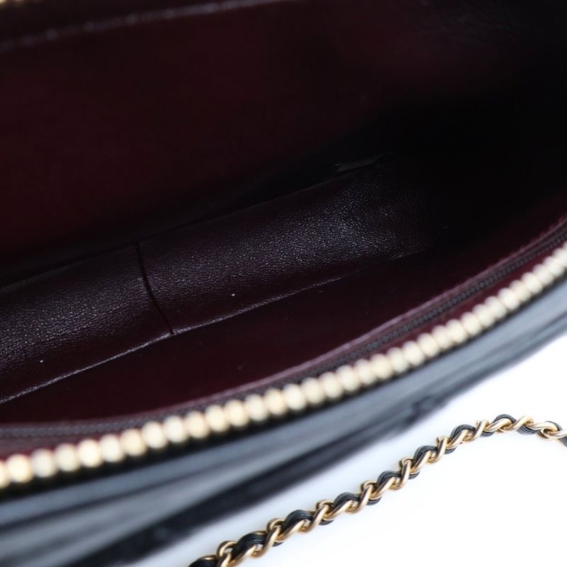 Chanel Quilted CC Logo Tassel Chain Shoulder Bag Black Lambskin Gold