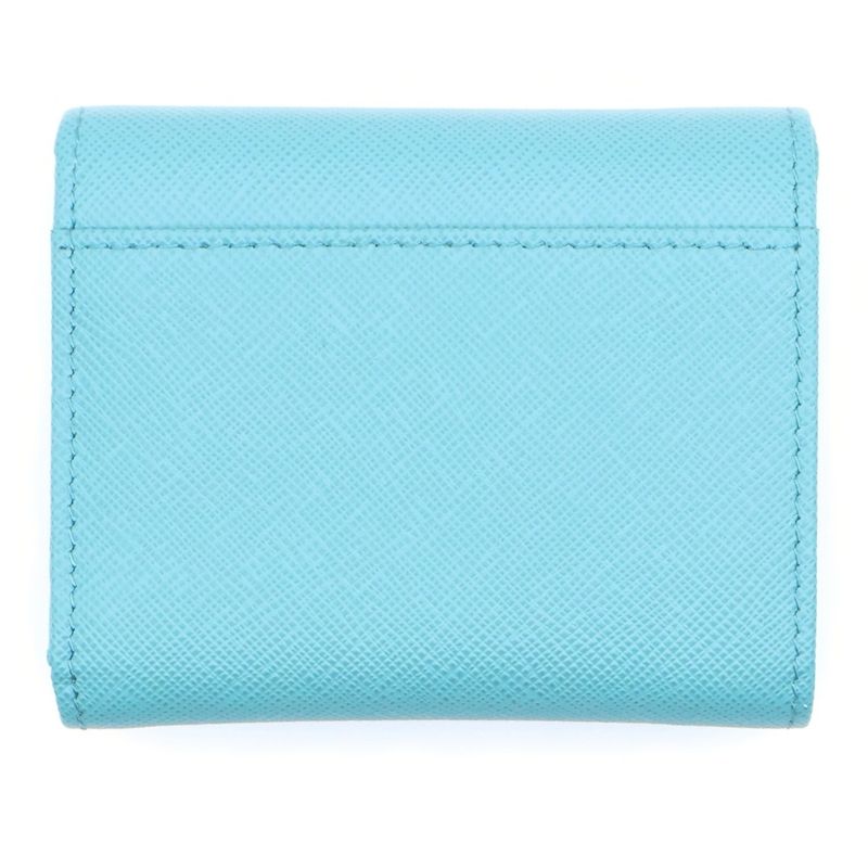 Prada Saffiano Trifold Wallet Aqua Leather Green