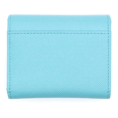 Prada Saffiano Trifold Wallet Aqua Leather Green