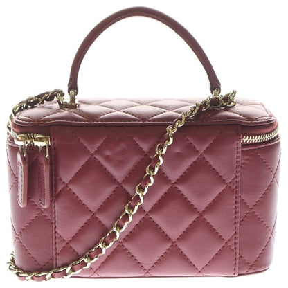 Chanel Vanity Chain Shoulder Bag Red Lambskin Gold