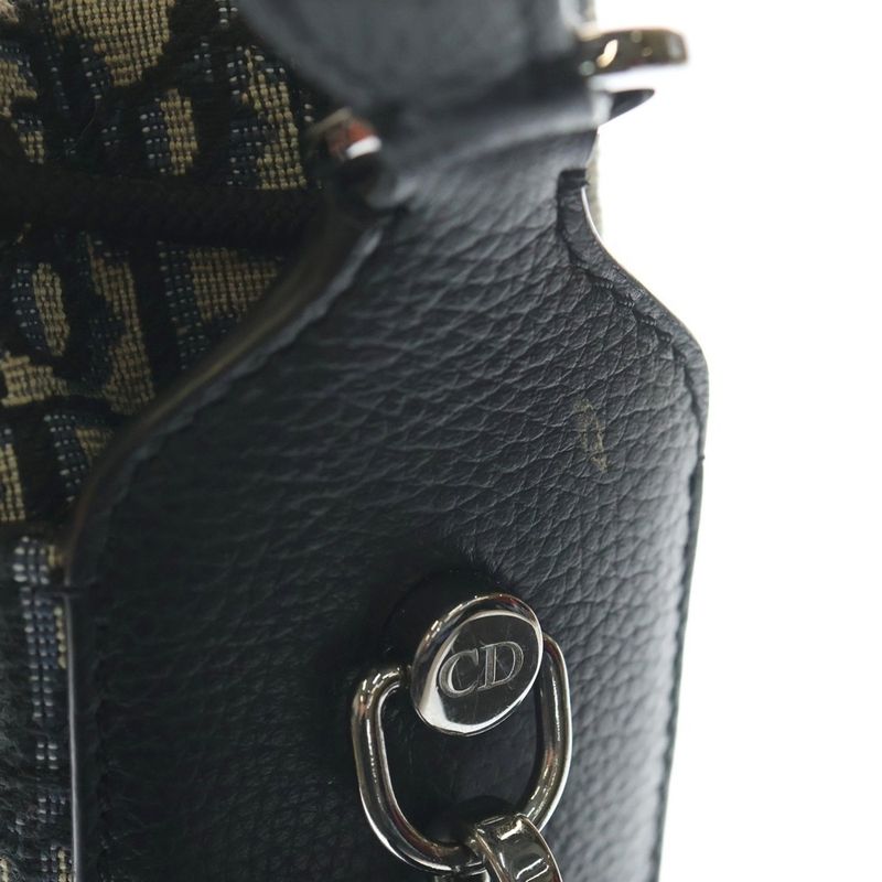 Dior Oak Bucket Bag Mini Canvas Leather Silver