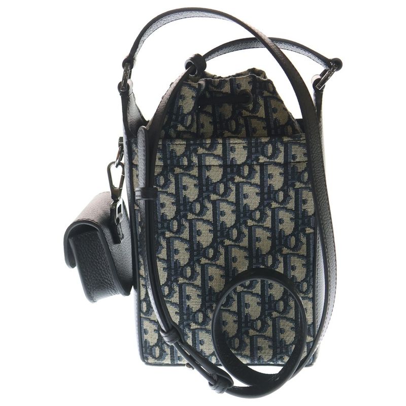 Dior Oak Bucket Bag Mini Canvas Leather Silver