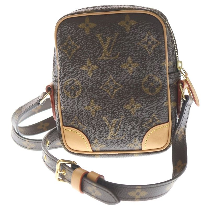 Louis Vuitton Monogram Game on Panam Mini Shoulder Bag Brown Red Leather