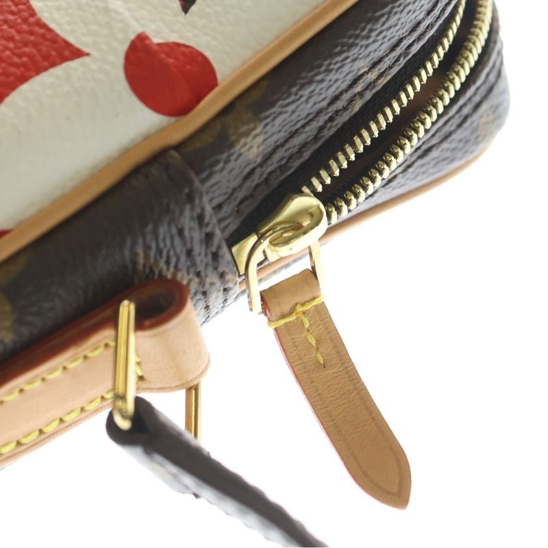 Louis Vuitton Monogram Game on Panam Mini Shoulder Bag Brown Red Leather