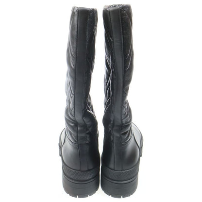 Hermes Fuji Mosaic Exlibris Lambskin Leather Quilted Long Boots Shoes Black