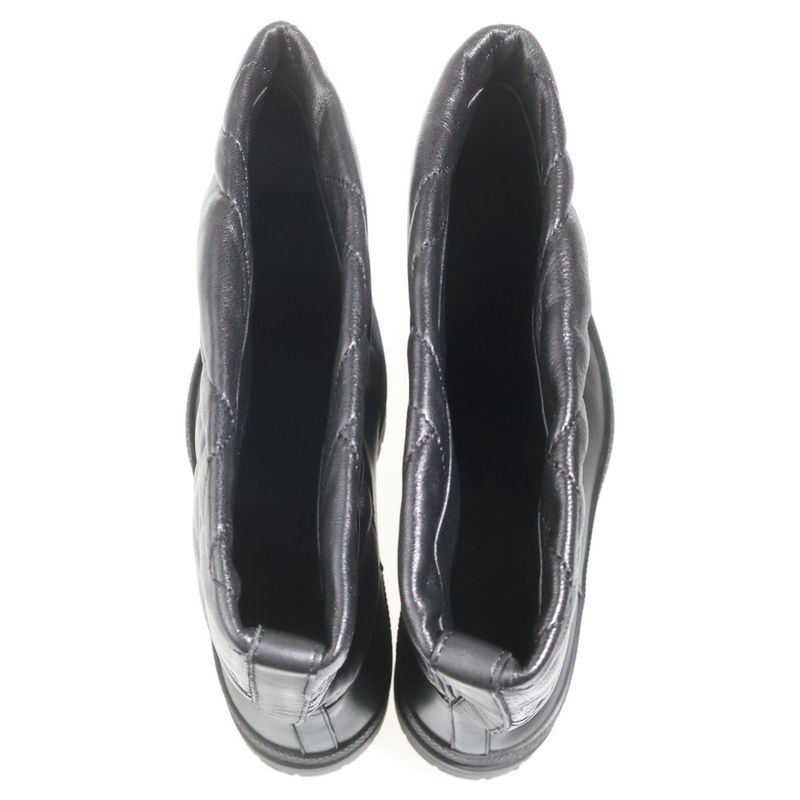 Hermes Fuji Mosaic Exlibris Lambskin Leather Quilted Long Boots Shoes Black
