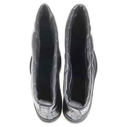 Hermes Fuji Mosaic Exlibris Lambskin Leather Quilted Long Boots Shoes Black