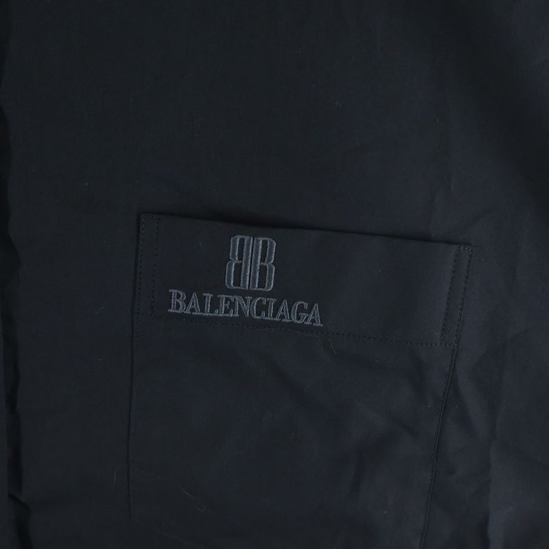 Balenciaga Front Logo Embroidery Short Sleeve Shirt Black