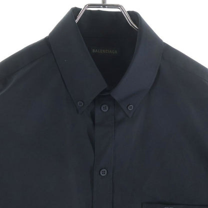 Balenciaga Front Logo Embroidery Short Sleeve Shirt Black