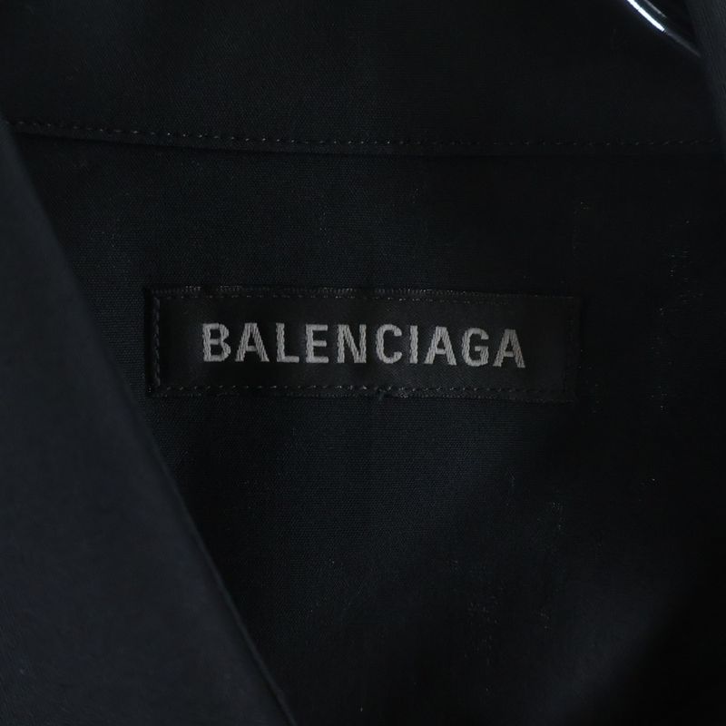 Balenciaga Front Logo Embroidery Short Sleeve Shirt Black